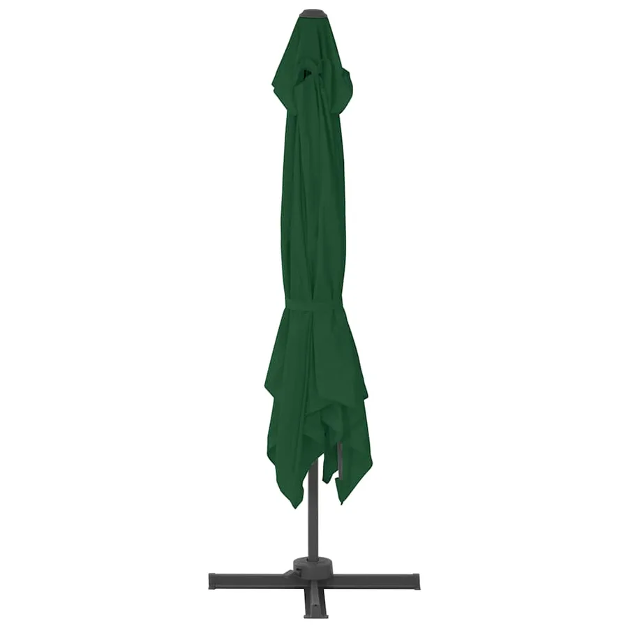 Parasol de jardin en porte-à-faux et poteau en aluminium vert - 4