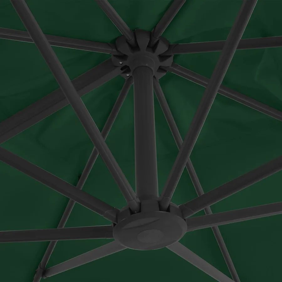 Parasol de jardin en porte-à-faux et poteau en aluminium vert - 6