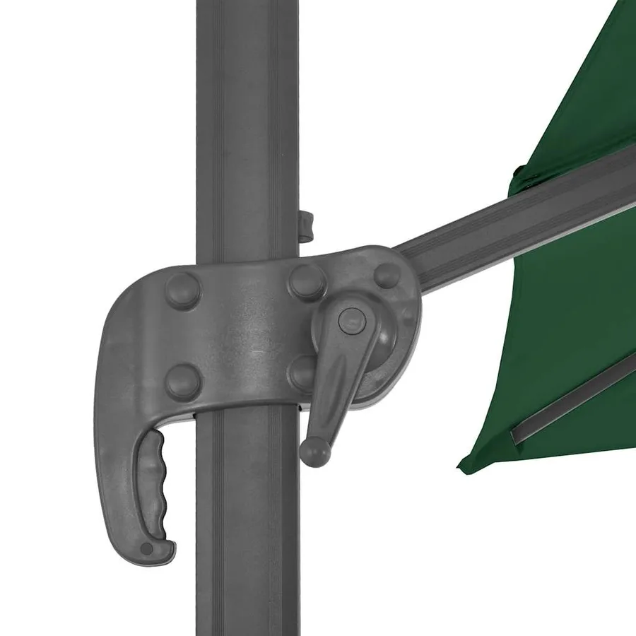 Parasol de jardin en porte-à-faux et poteau en aluminium vert - 7
