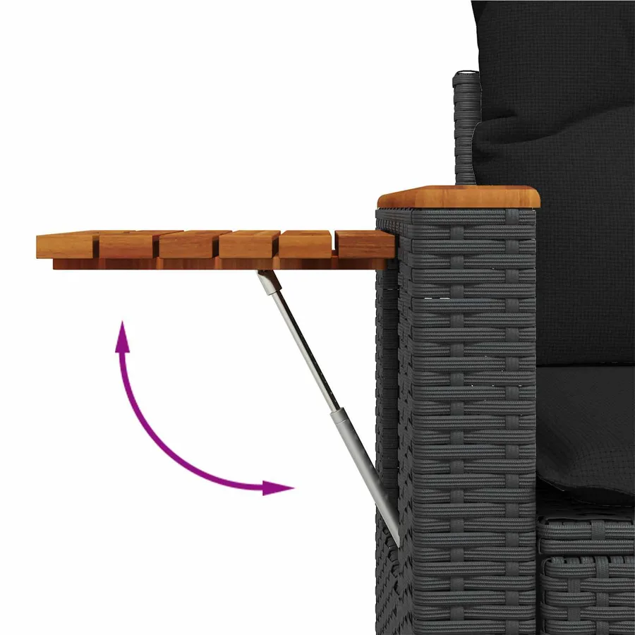 Ensemble de canapé de jardin avec coussin 14 pcs Noir polyrotin - 14