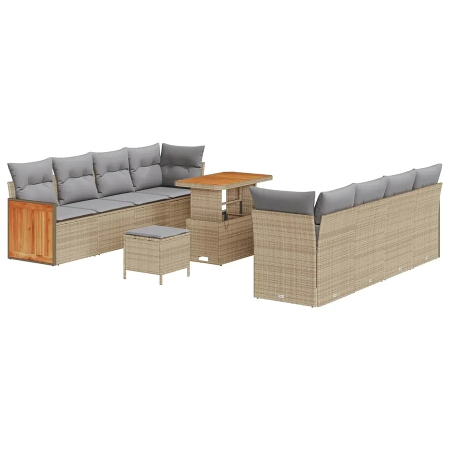 Ensemble de canapé de jardin 12 pcs Beige et Gris clair - 2