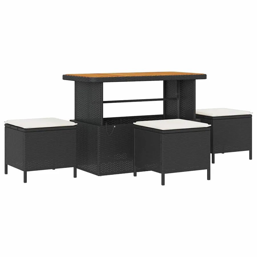 Ensemble de canapé de jardin 13 pcs Noir et Crème polyrotin - 4
