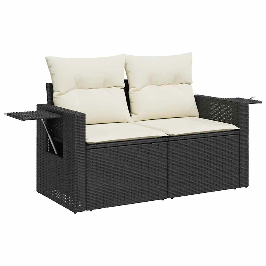 Ensemble de canapé de jardin 13 pcs Noir et Crème polyrotin - 6