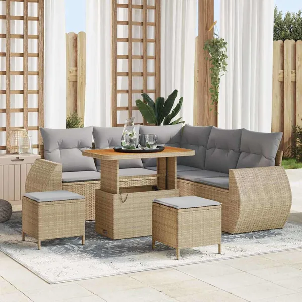 Ensemble de canapé de jardin 8 pcs beige et gris clair