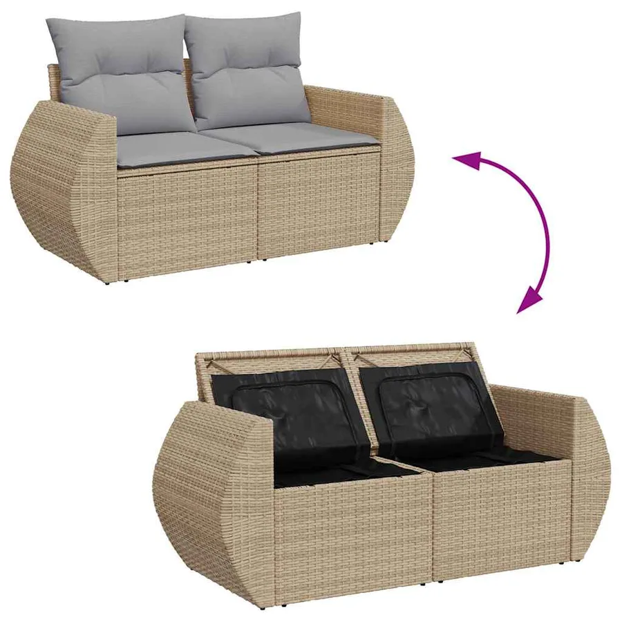 Ensemble de canapé de jardin 8 pcs beige et gris clair - 12