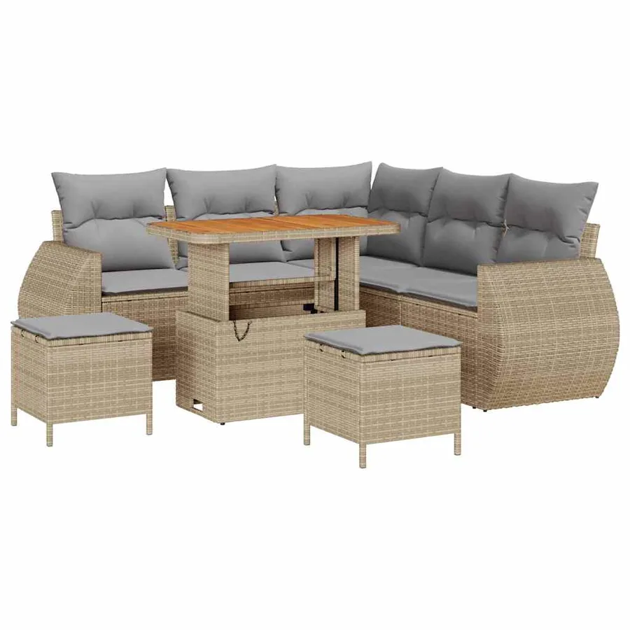 Ensemble de canapé de jardin 8 pcs beige et gris clair - 2