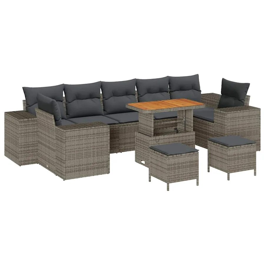Ensemble de canapé de jardin avec coussin 10 pcs Gris - 2