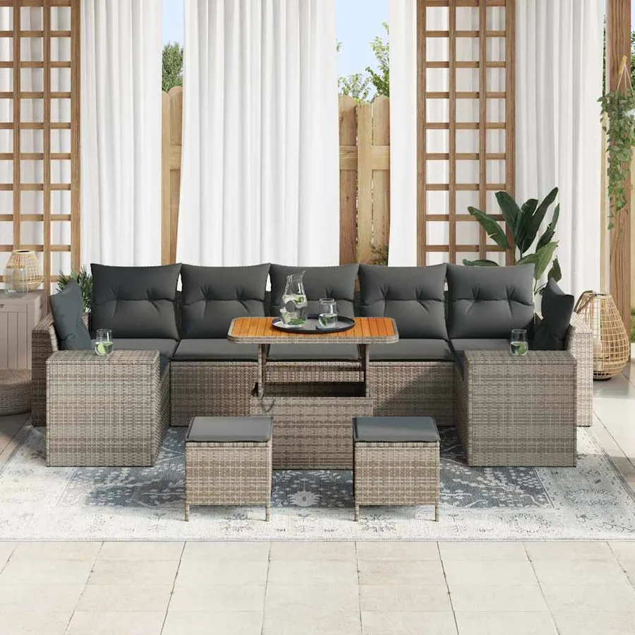 Ensemble de canapé de jardin avec coussin 10 pcs Gris - 3