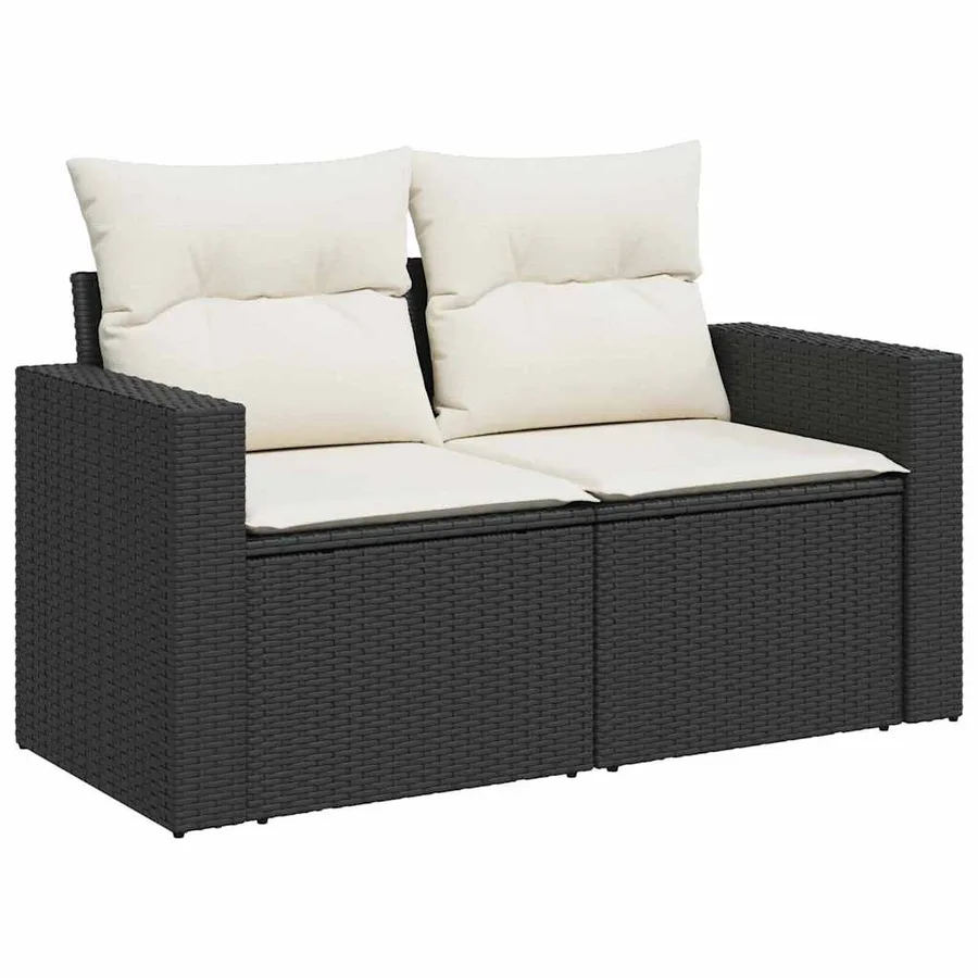 Ensemble de canapé de jardin 18 pcs Noir et Crème polyrotin - 4