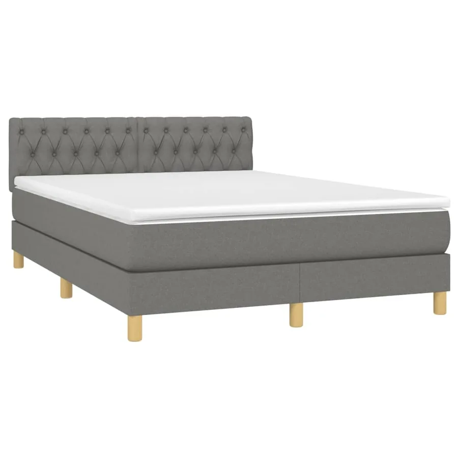 Sommier à lattes de lit avec matelas Gris foncé 140x190cm Tissu - 3