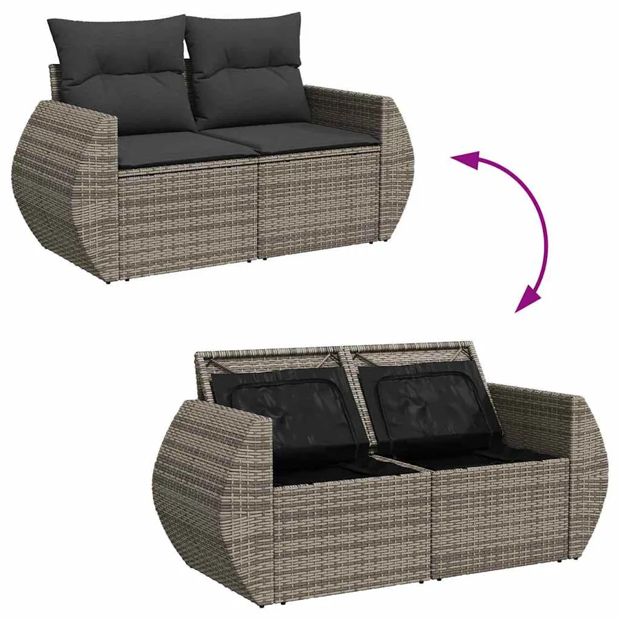 Ensemble de canapé de jardin avec coussin 8 pcs Gris polyrotin - 11