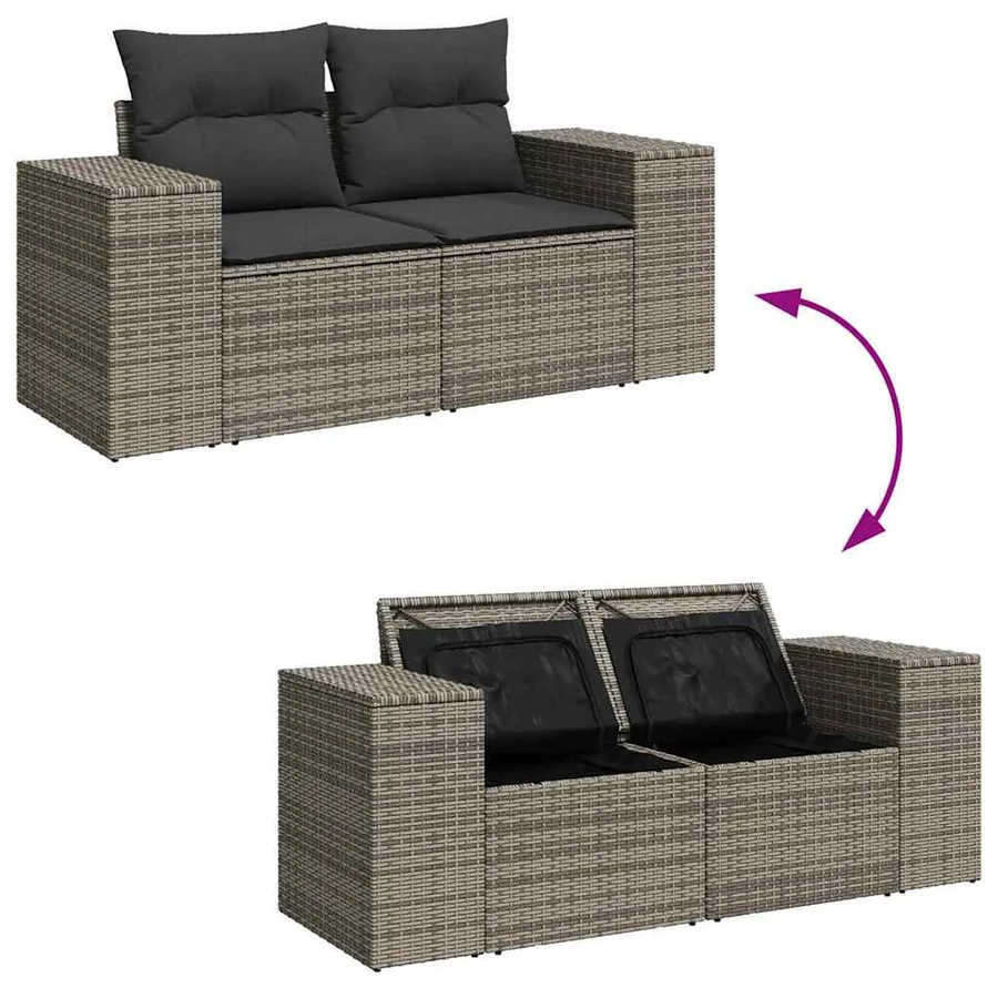 Ensemble de canapé de jardin 8 pcs Gris Poly Rattan - 11