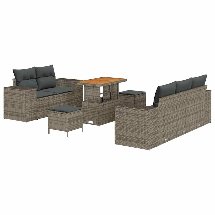 Ensemble de canapé de jardin 8 pcs Gris Poly Rattan - 2