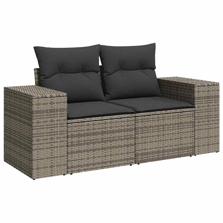 Ensemble de canapé de jardin 8 pcs Gris Poly Rattan - 6