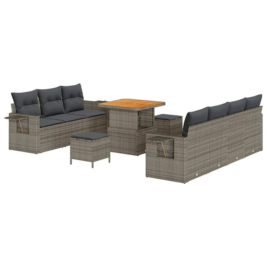 Ensemble de canapé de jardin avec coussin 10 pcs Gris - 2