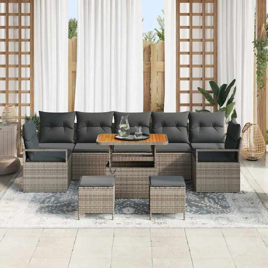 Ensemble de canapé de jardin avec coussin 10 pcs Gris - 3