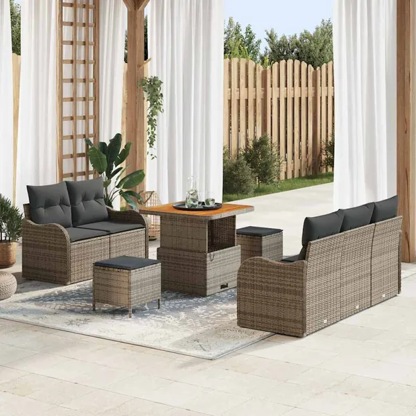 Ensemble de canapé de jardin avec coussin 8 pcs Gris