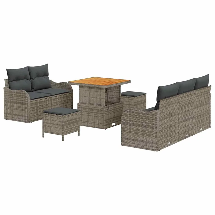 Ensemble de canapé de jardin avec coussin 8 pcs Gris - 2