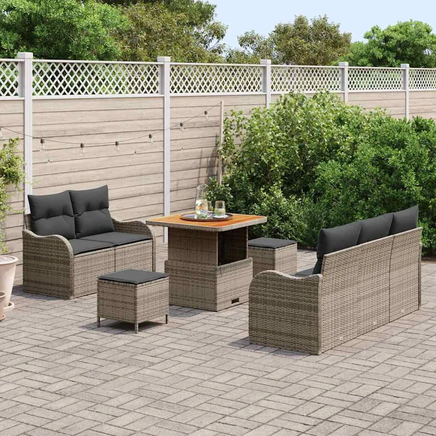 Ensemble de canapé de jardin avec coussin 8 pcs Gris - 3