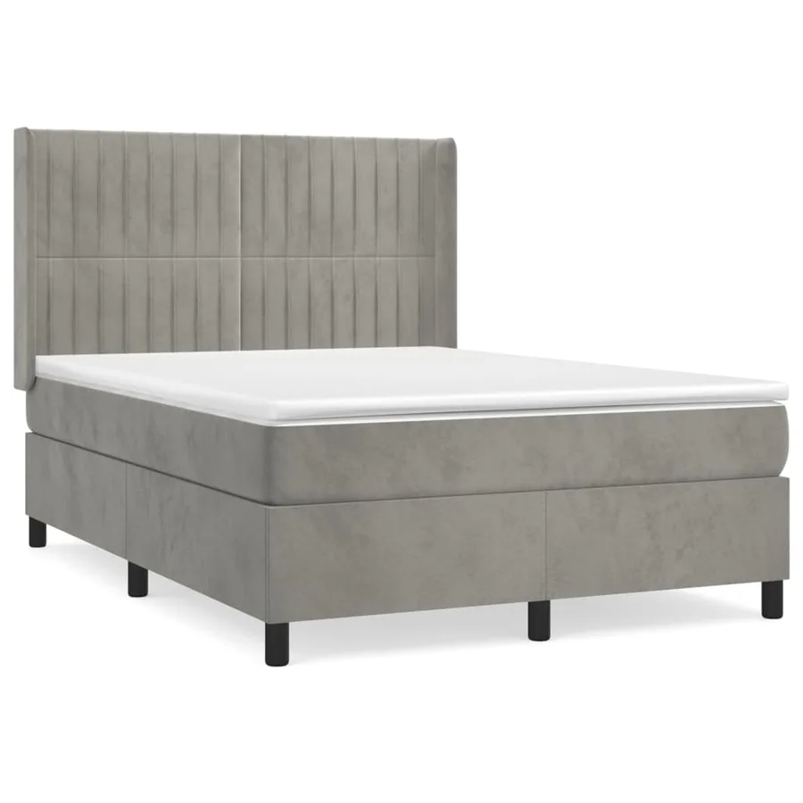 Sommier à lattes de lit et matelas Gris clair 140x200cm Velours - 2