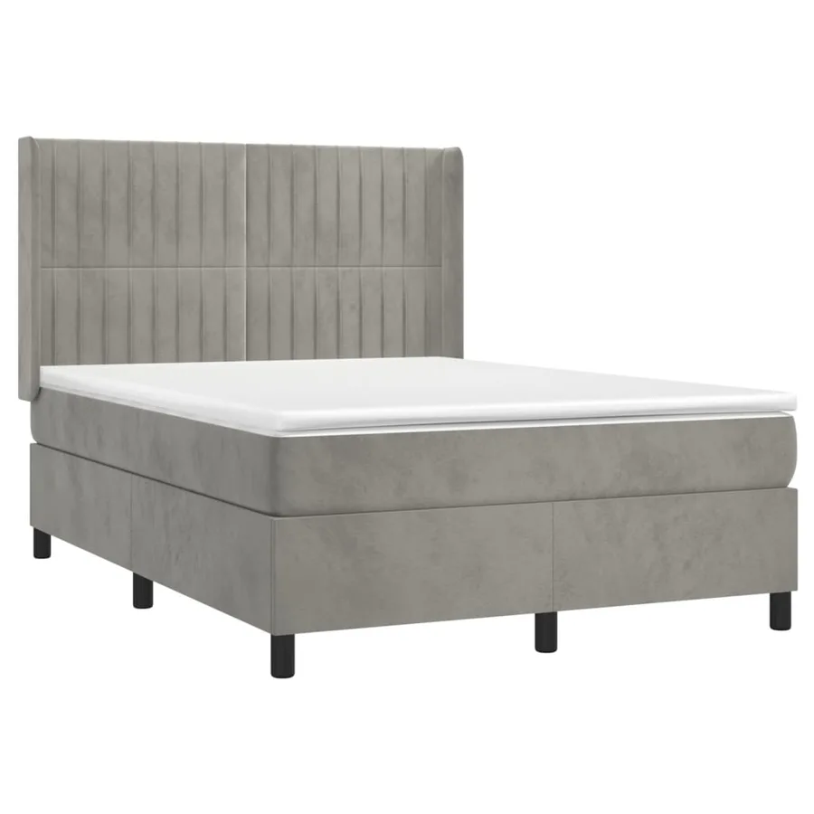 Sommier à lattes de lit et matelas Gris clair 140x200cm Velours - 3