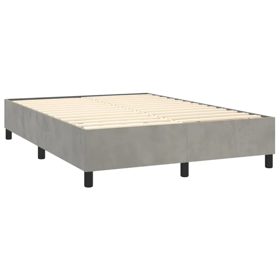 Sommier à lattes de lit et matelas Gris clair 140x200cm Velours - 4