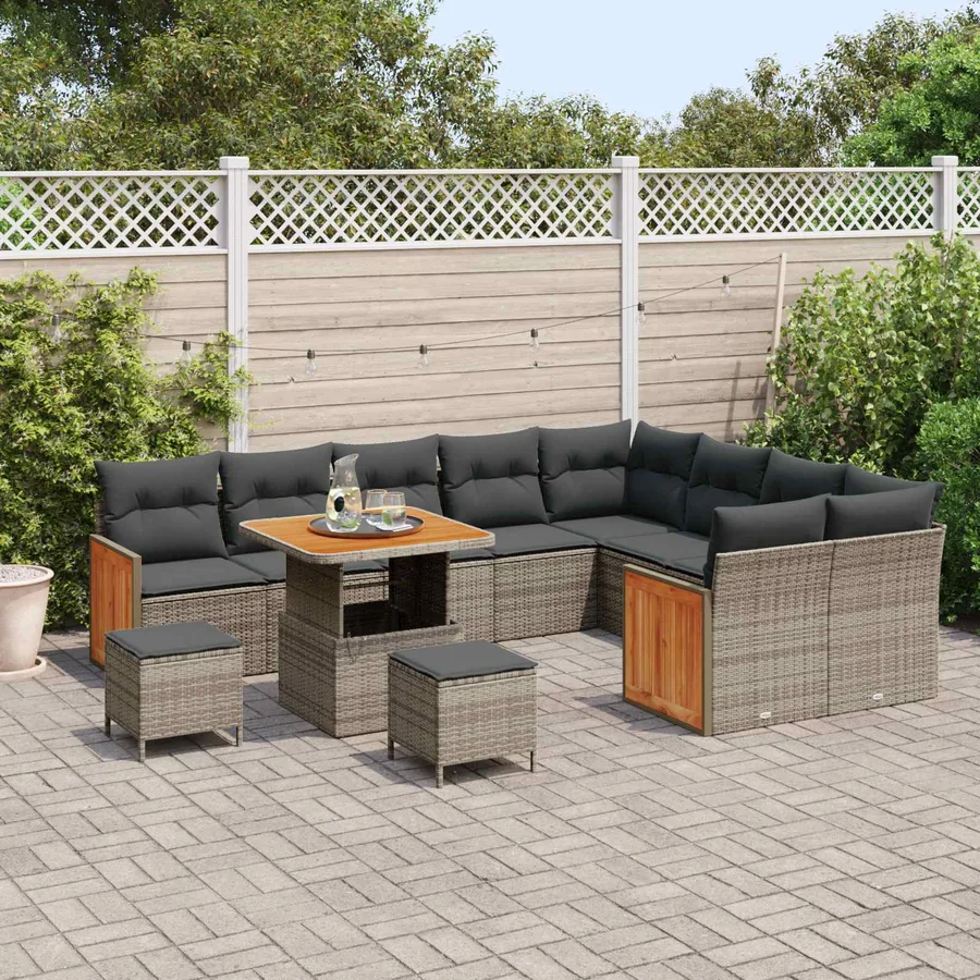 Ensemble de canapé de jardin avec coussin 12 pcs Gris - 3