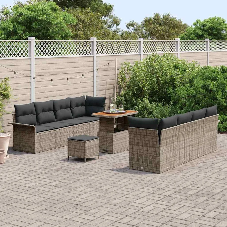 Ensemble de canapé de jardin avec coussin Gris 90 x 55 x 71 cm - 3