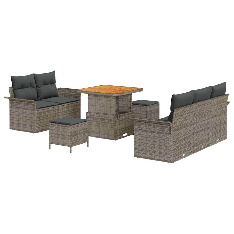 Ensemble de canapé de jardin avec coussin 8 pcs Gris - 2