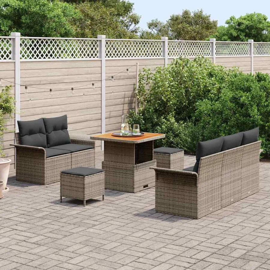 Ensemble de canapé de jardin avec coussin 8 pcs Gris - 3