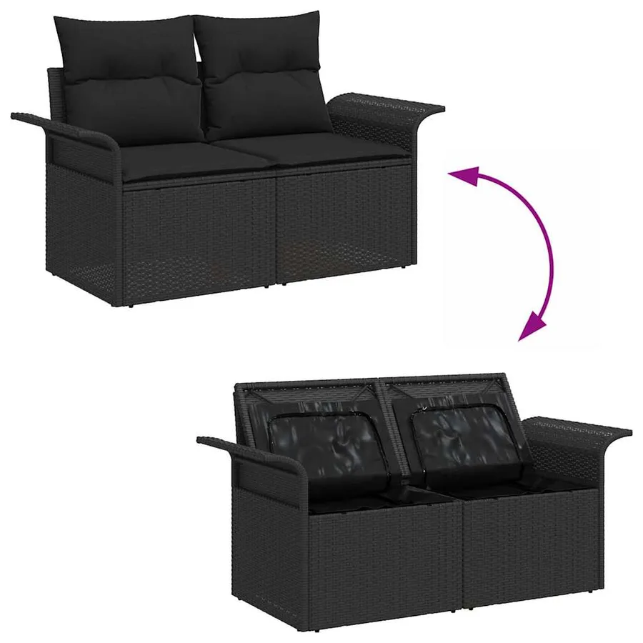 Ensemble de canapé de jardin avec coussin 9 pcs Noir - 12