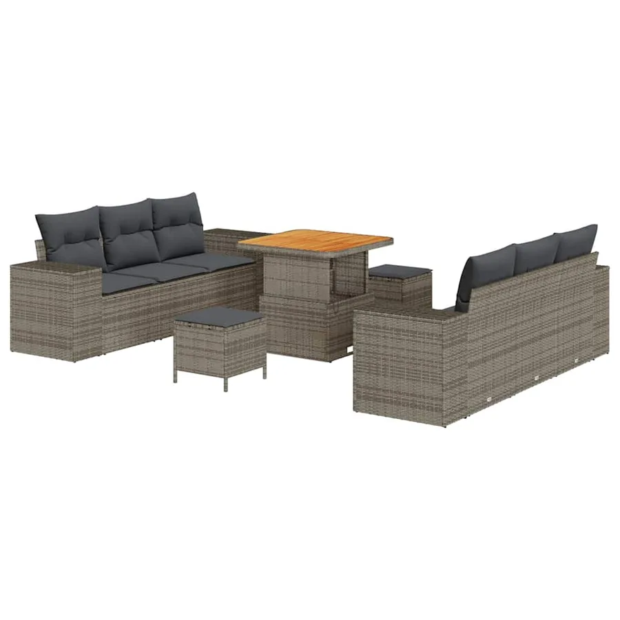 Ensemble de canapé de jardin Gris 221 x 204 x 85 cm Poly Rattan - 2
