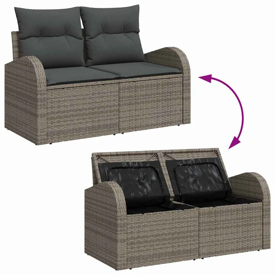Ensemble de canapé de jardin avec coussin 8 pcs Gris - 10