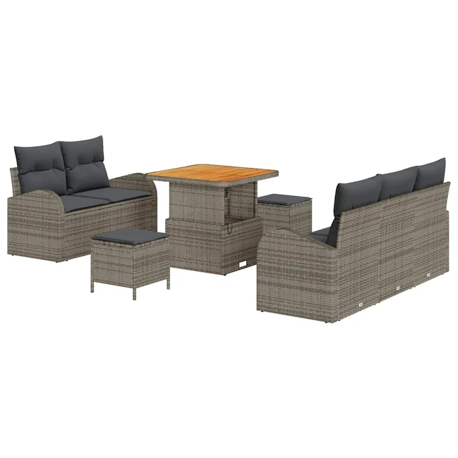 Ensemble de canapé de jardin avec coussin 8 pcs Gris - 2