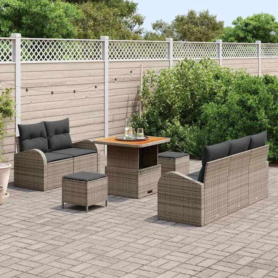 Ensemble de canapé de jardin avec coussin 8 pcs Gris - 3