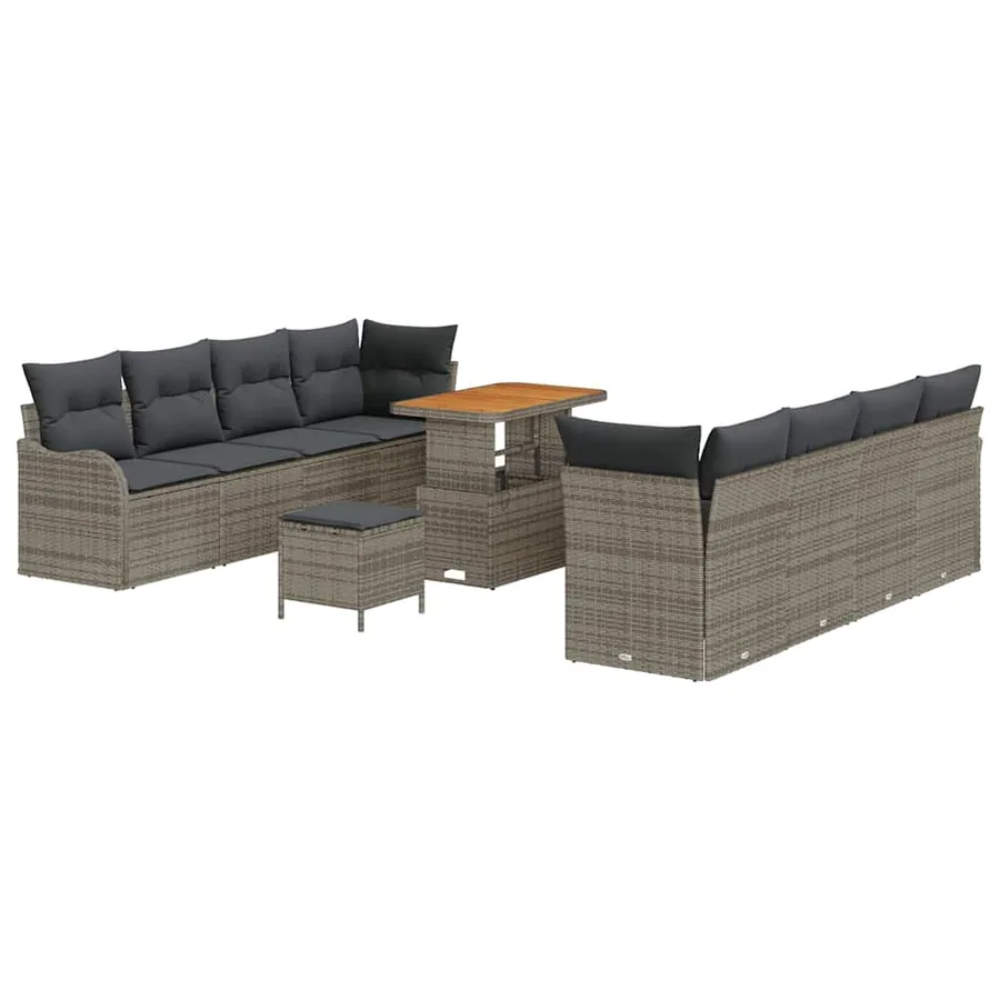 Ensemble de canapé de jardin avec coussin 11 pcs Gris - 2