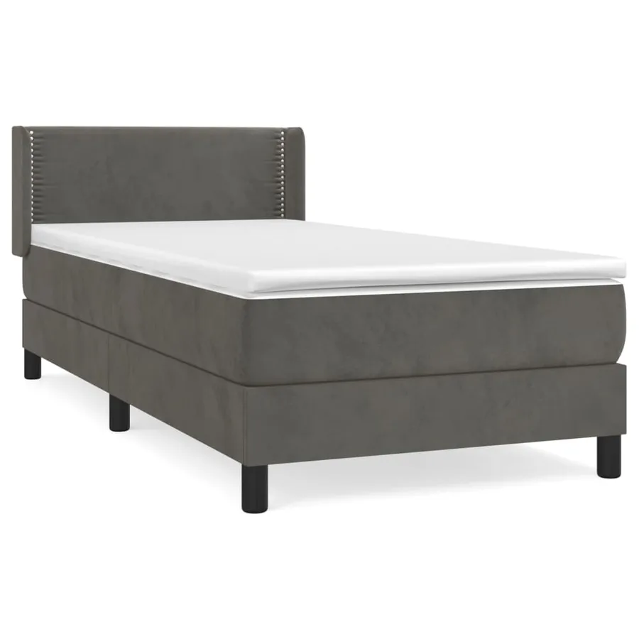 Sommier à lattes de lit et matelas Gris foncé 90x200 cm Velours - 2