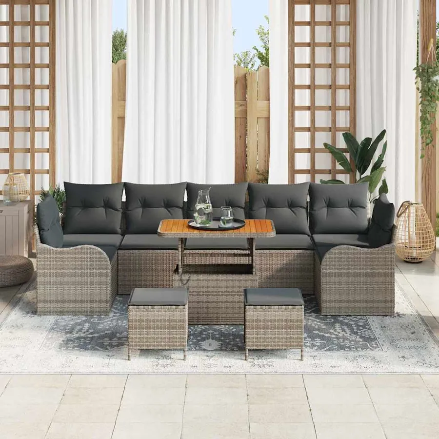 Ensemble de canapé de jardin avec coussin 10 pcs Gris - 3