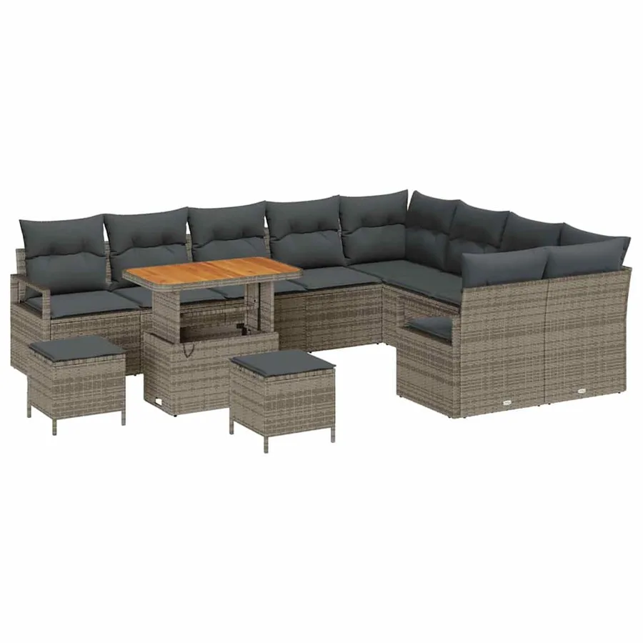 Ensemble de canapé de jardin avec coussin 12 pcs Gris - 2
