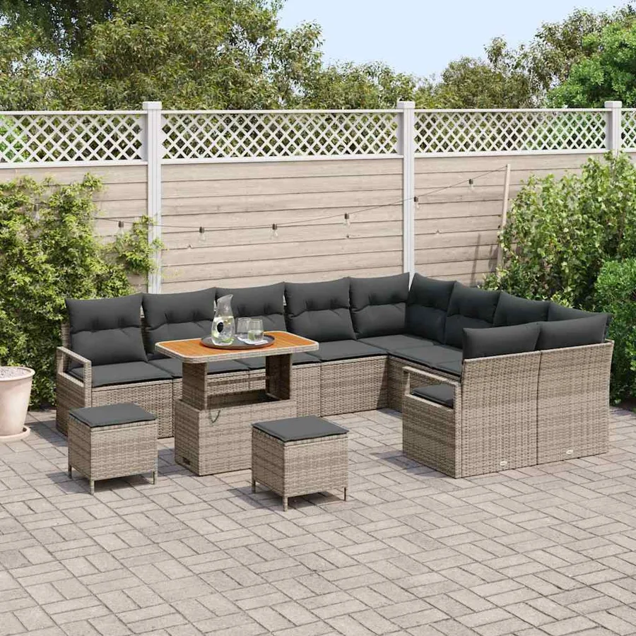 Ensemble de canapé de jardin avec coussin 12 pcs Gris - 3