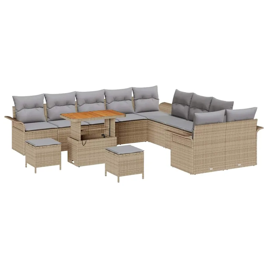 Ensemble de canapé de jardin 13 pcs Beige et Gris clair - 2