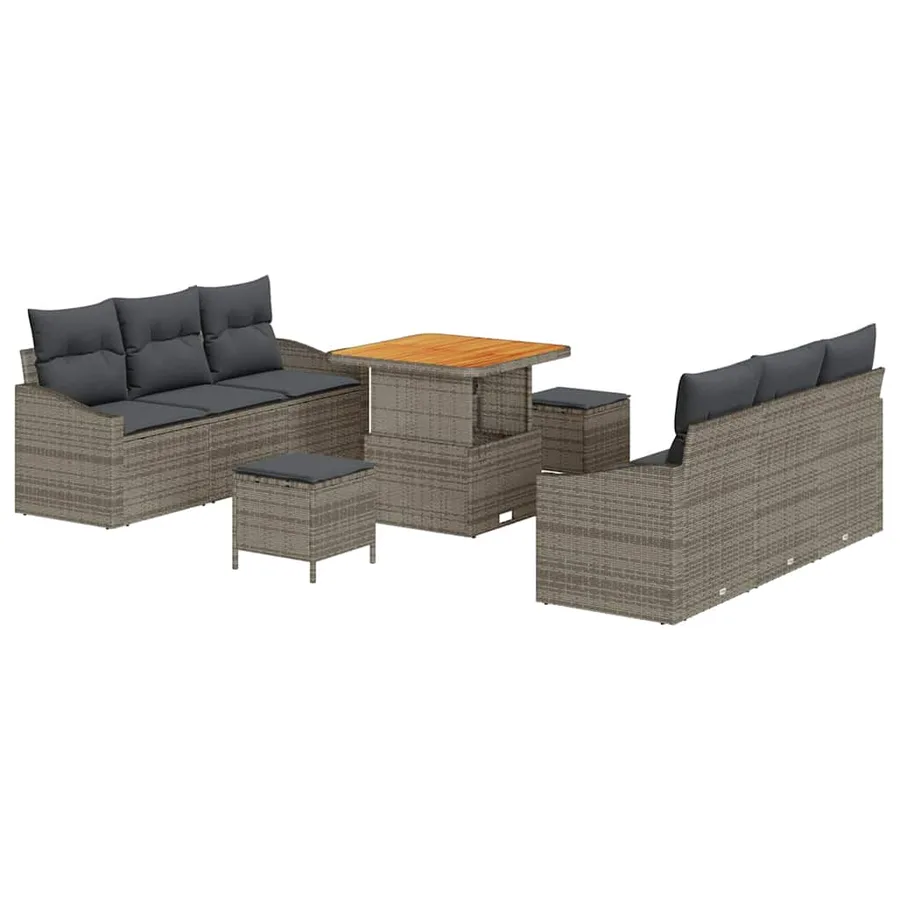 Ensemble de canapé de jardin avec coussin 9 pcs Gris - 2