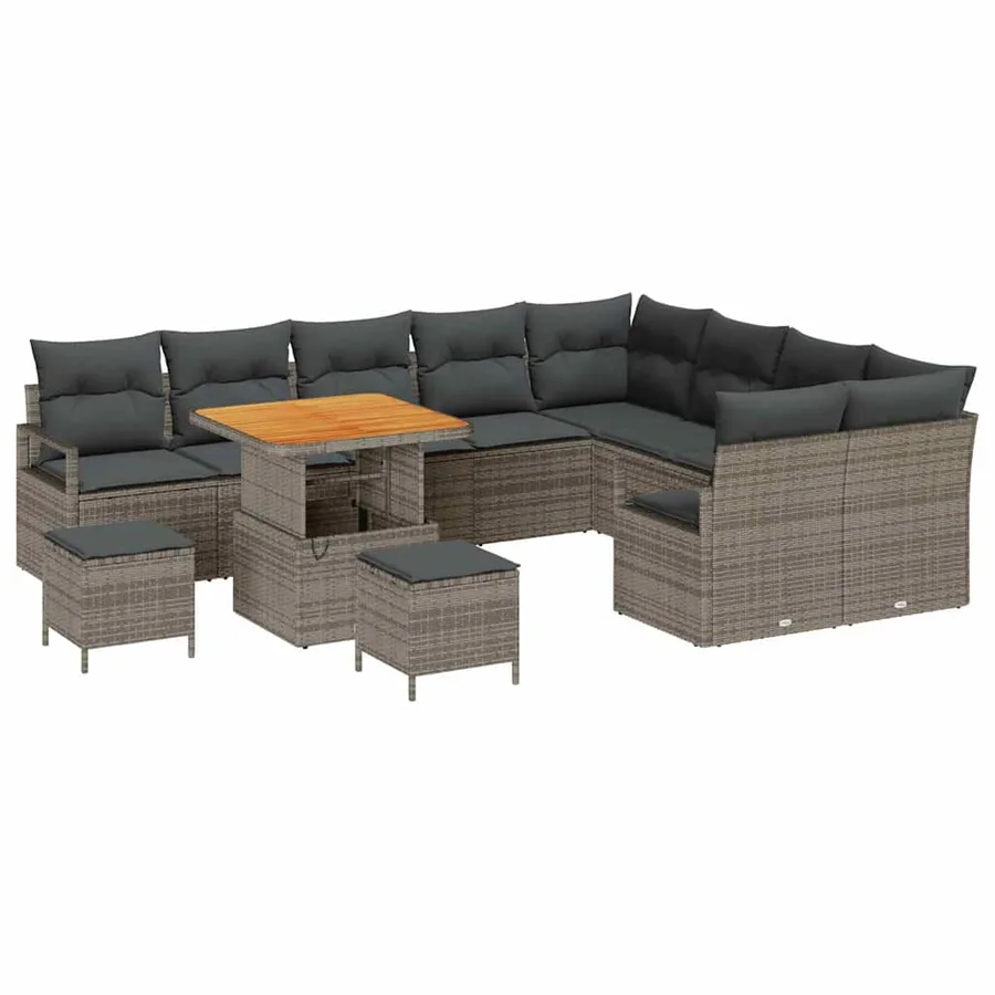 Ensemble de canapé de jardin avec coussin 12 pcs Gris - 2