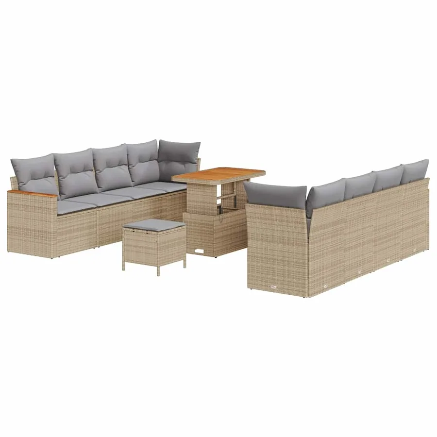 Ensemble de canapé de jardin 12 pcs Beige polyrotin - 2