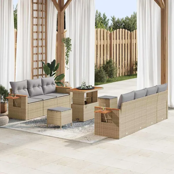 Ensemble de canapé de jardin 13 pcs Beige et Gris clair