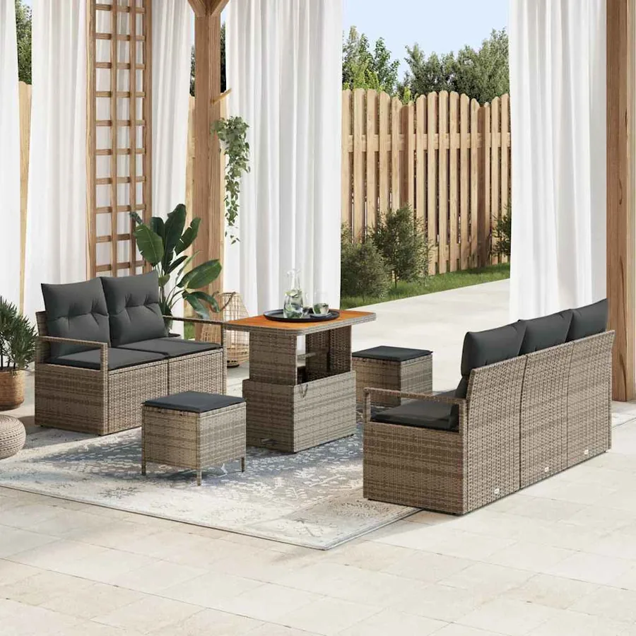 Ensemble de canapé de jardin avec coussin 8 pcs Gris