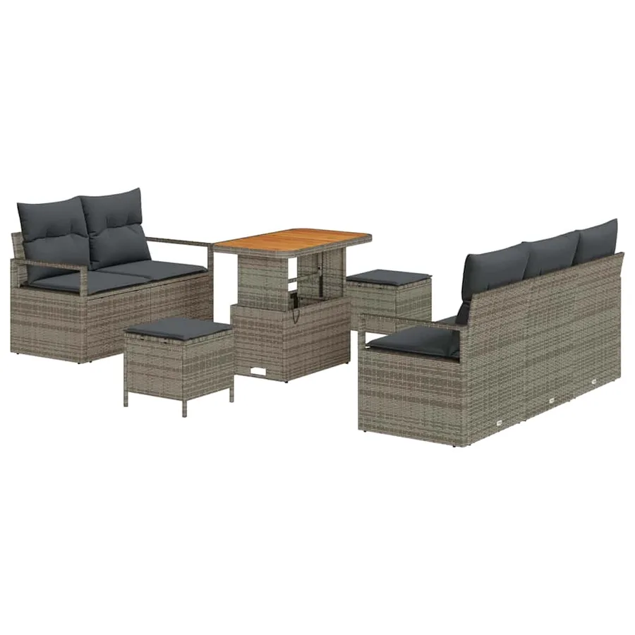 Ensemble de canapé de jardin avec coussin 8 pcs Gris - 2