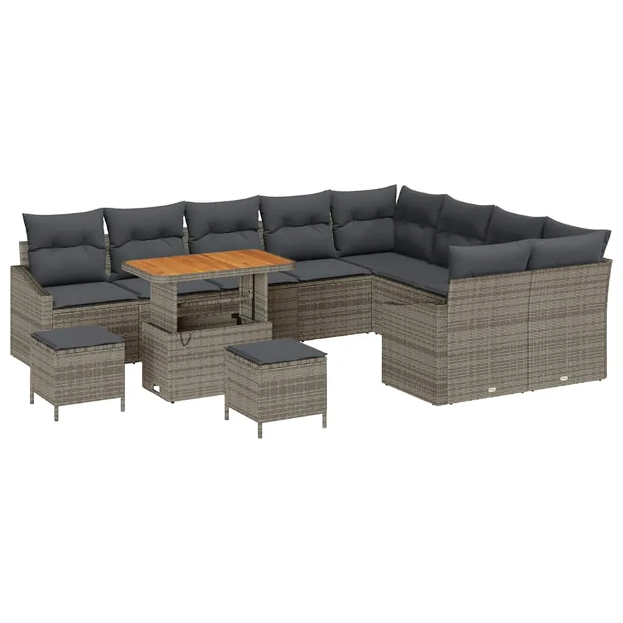 Ensemble de canapé de jardin 12 pcs Gris Poly rotin - 2