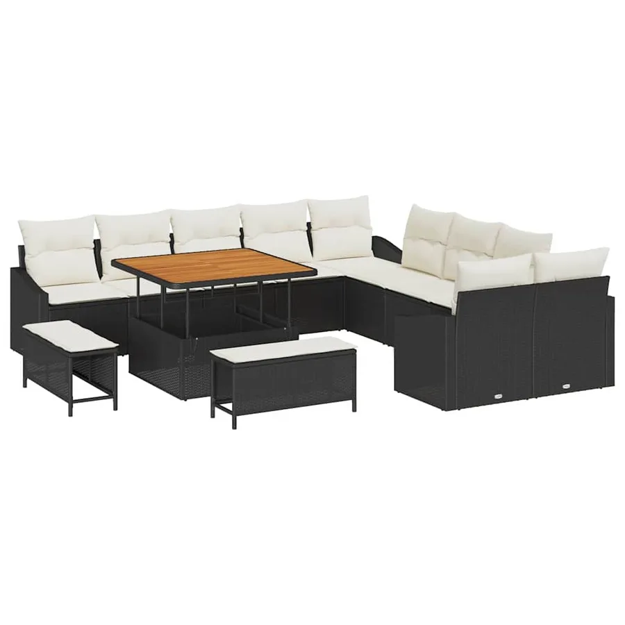 Ensemble de canapé de jardin 13 pcs Noir Poly rotin - 2