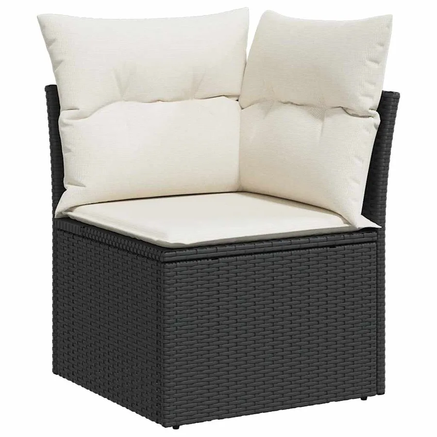 Ensemble de canapé de jardin 9 pcs Noir et Crème polyrotin - 7